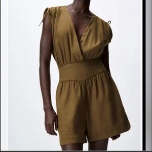 Zara Linen Blend Romper NWT Blogger Fav